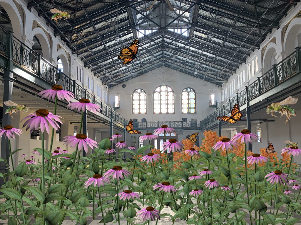 Augmented reality flowers and butterflies in AIB